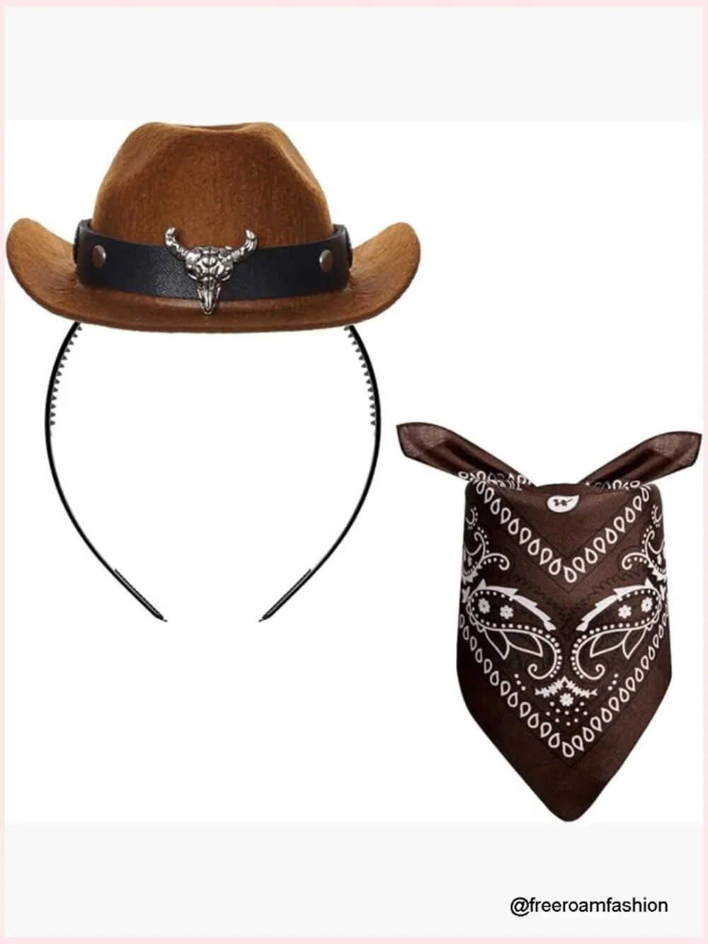 Cowboy Hat Headband Set with Bandana